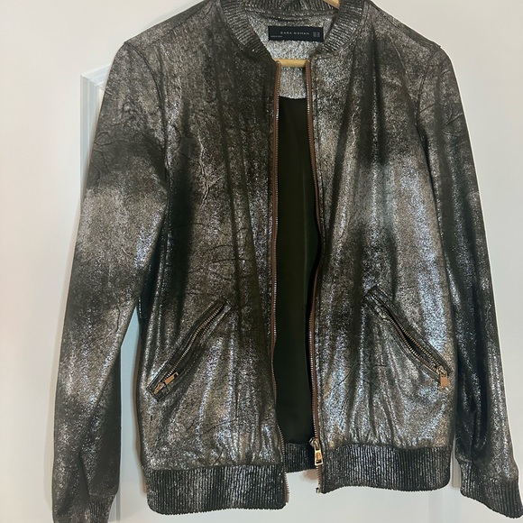 Zara Woman Shimmering Metallic Bomber Jacket, Size XS, Brand New - Picture 5 of 7